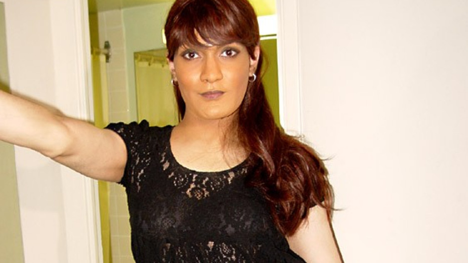 Vicky in black lacey top