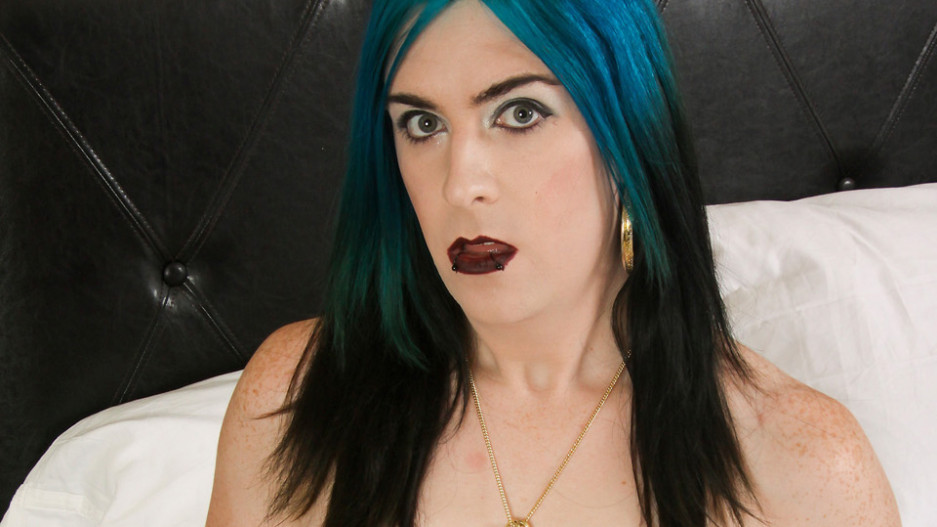 Punk T-Girl Azure Monro in Lingerie