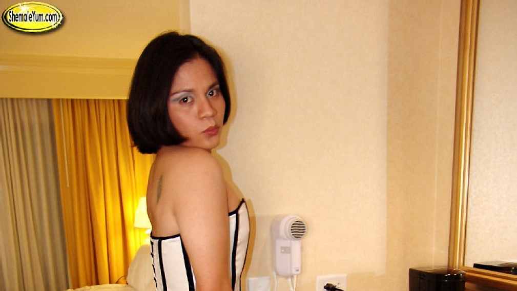 Diana in Black and White Corset